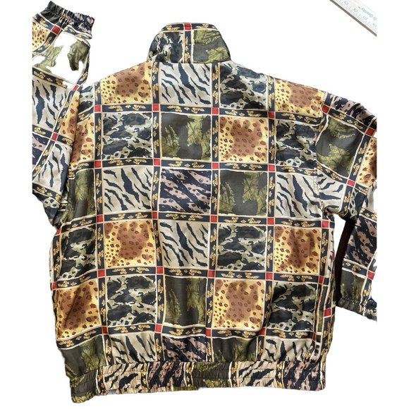 NWOT Vintage 80s 90s Cheetah Leopard Animal Print Silk Full Zip Bomber Jacket L - Picture 3 of 11